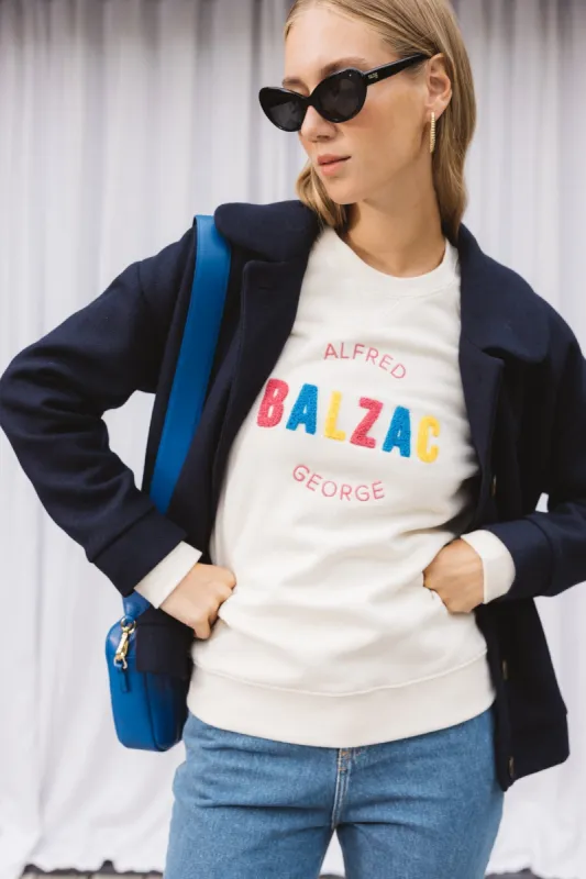 ecru alfred george literary sweatshirt made by Balzac Paris