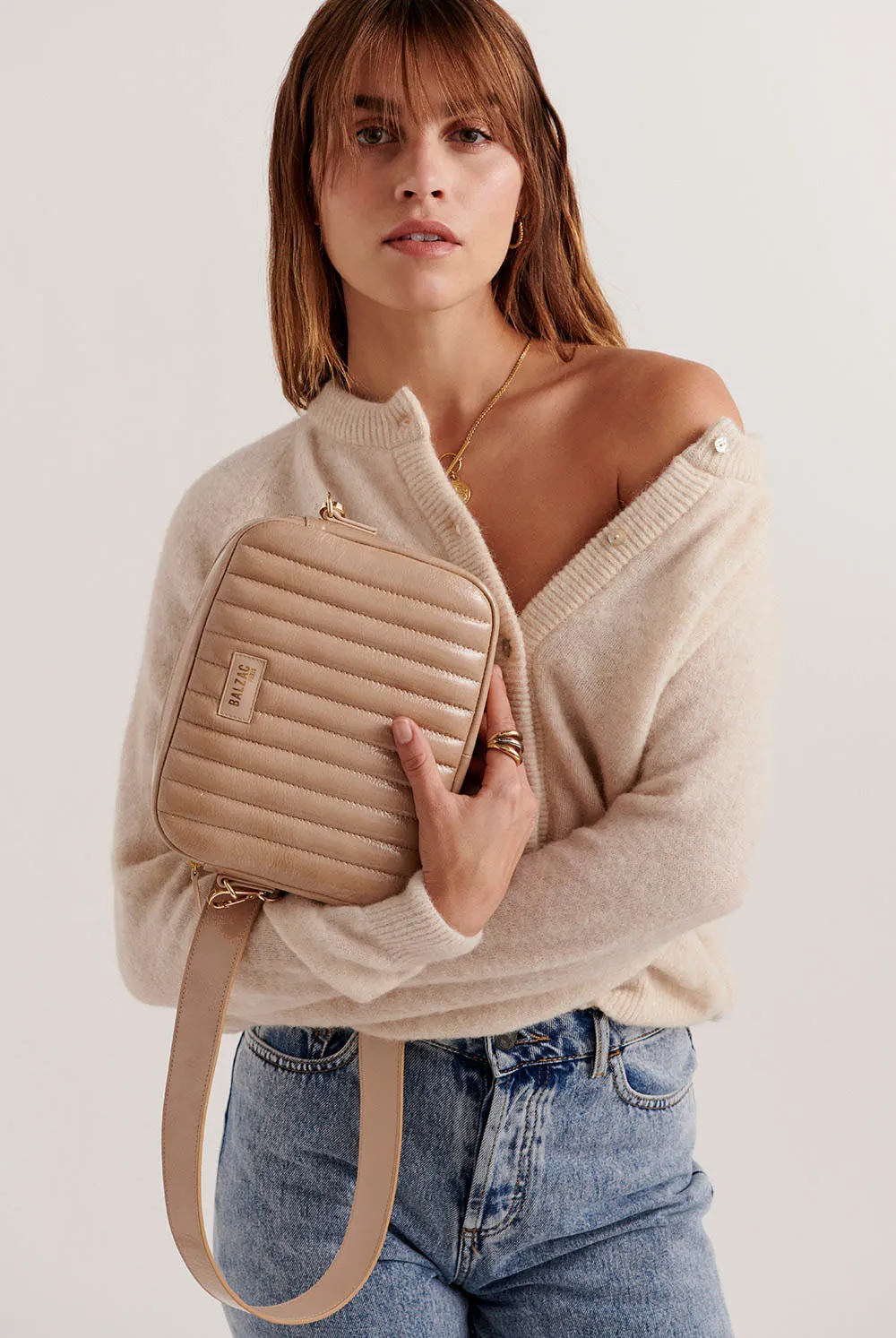 Taupe crinkled varnish Caesar bag sold by Balzac Paris product image thumbnail 2