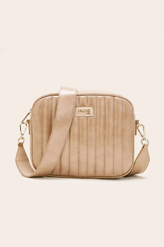 Taupe crinkled varnish Caesar bag made by Balzac Paris