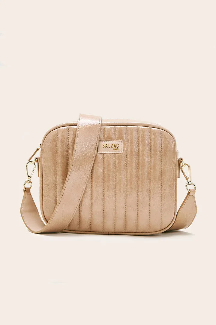 Taupe crinkled varnish Caesar bag sold by Balzac Paris