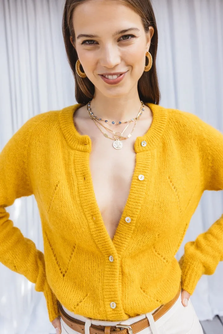 Caleb yellow gold cardigan sold by Balzac Paris