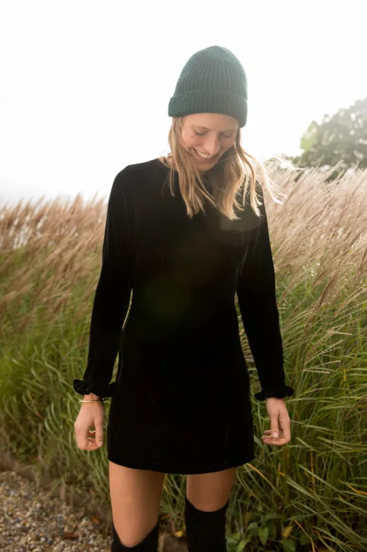 Georgie black velvet dress sold by Balzac Paris