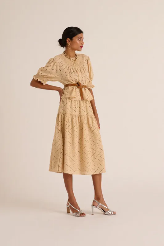 Amicie beige English embroidery blouse sold by Balzac Paris