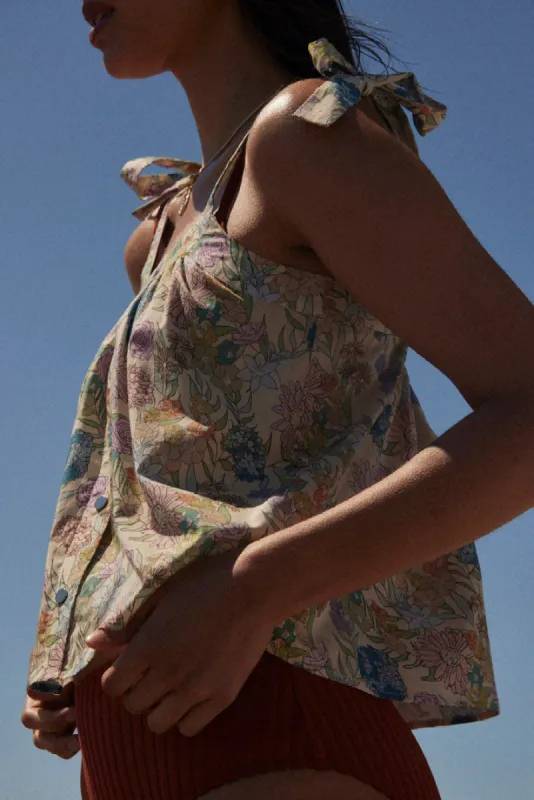 Monoi top with summer flower print sold by Balzac Paris