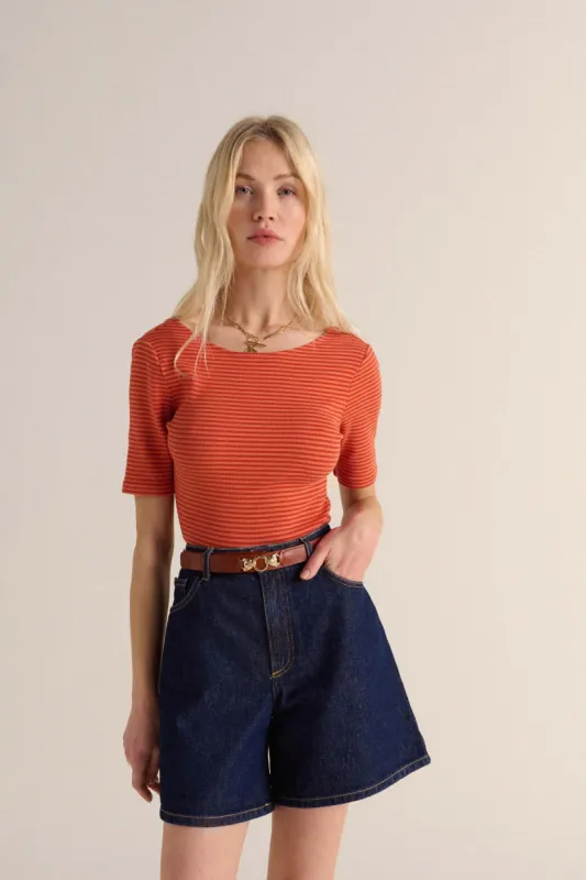 Bodysuit Happy red and orange stripes sold by Balzac Paris