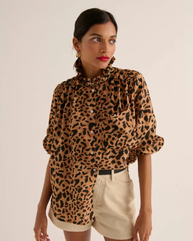 Léonor cheetah cappuccino shirt sold by Balzac Paris