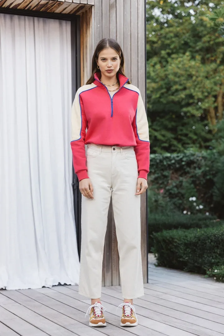 Contrast pink and ecru sweatshirt sold by Balzac Paris product image thumbnail 2