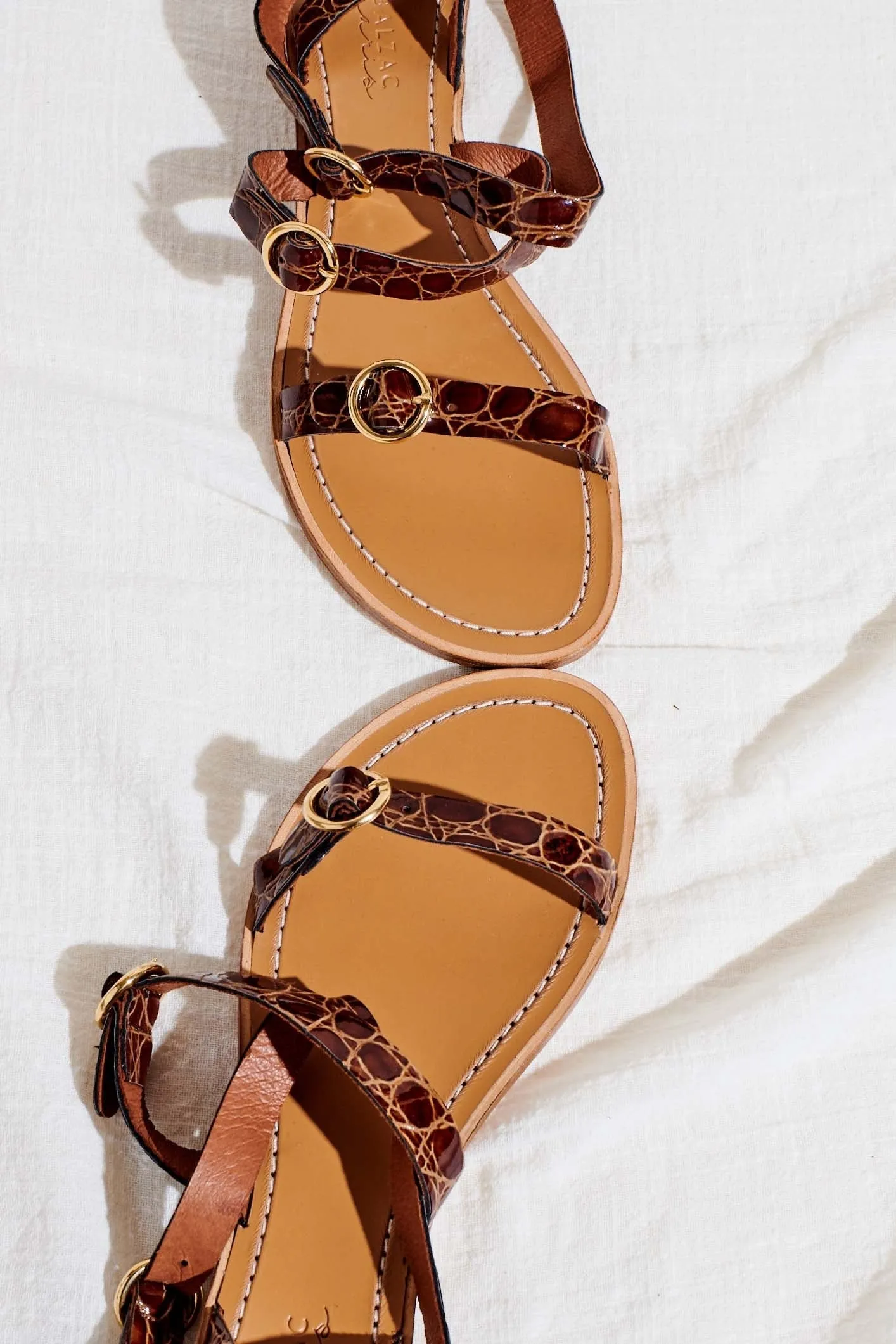 elia cognac embossed sandals sold by Balzac Paris product image thumbnail 3