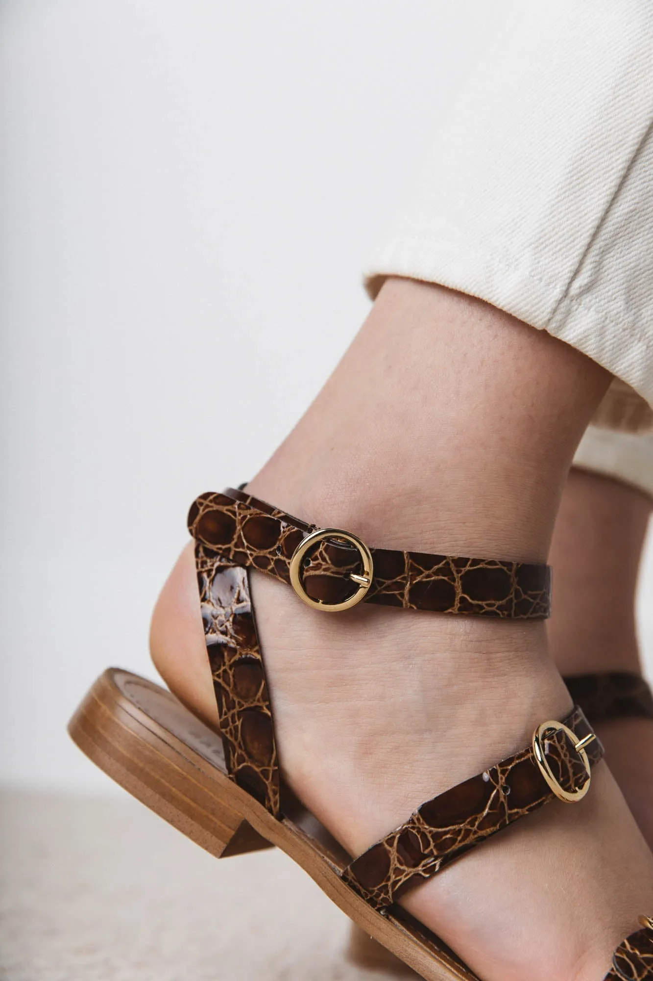 elia cognac embossed sandals sold by Balzac Paris product image thumbnail 2