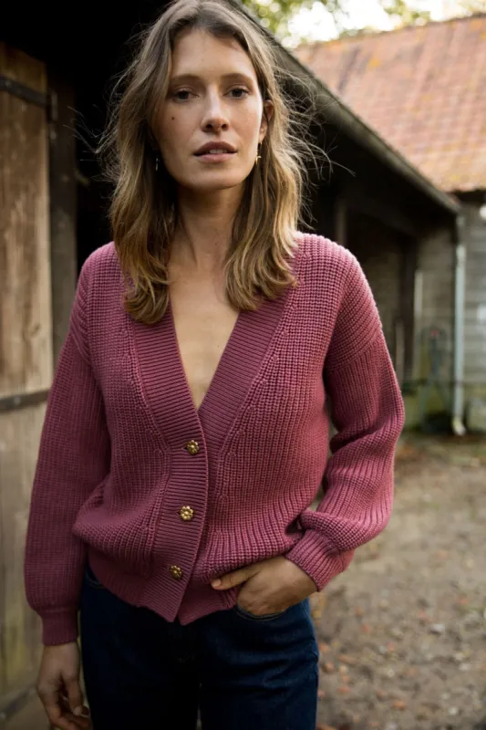 Pink Enora cardigan sold by Balzac Paris