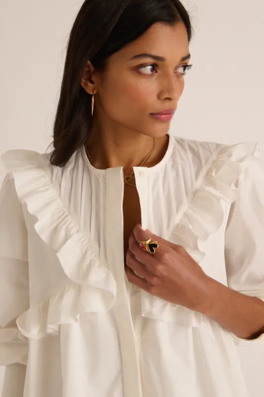 Gold Faustine ring with black heart made by Balzac Paris