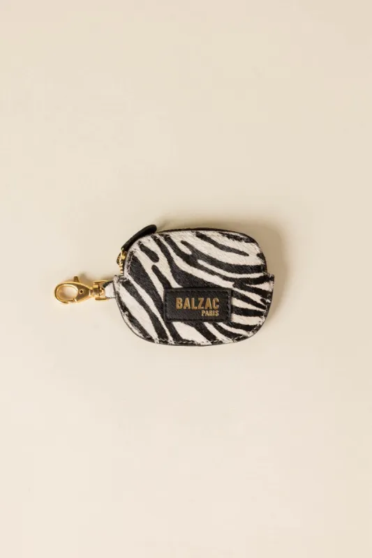Zebra pony carabiner Ziggy coin purse sold by Balzac Paris