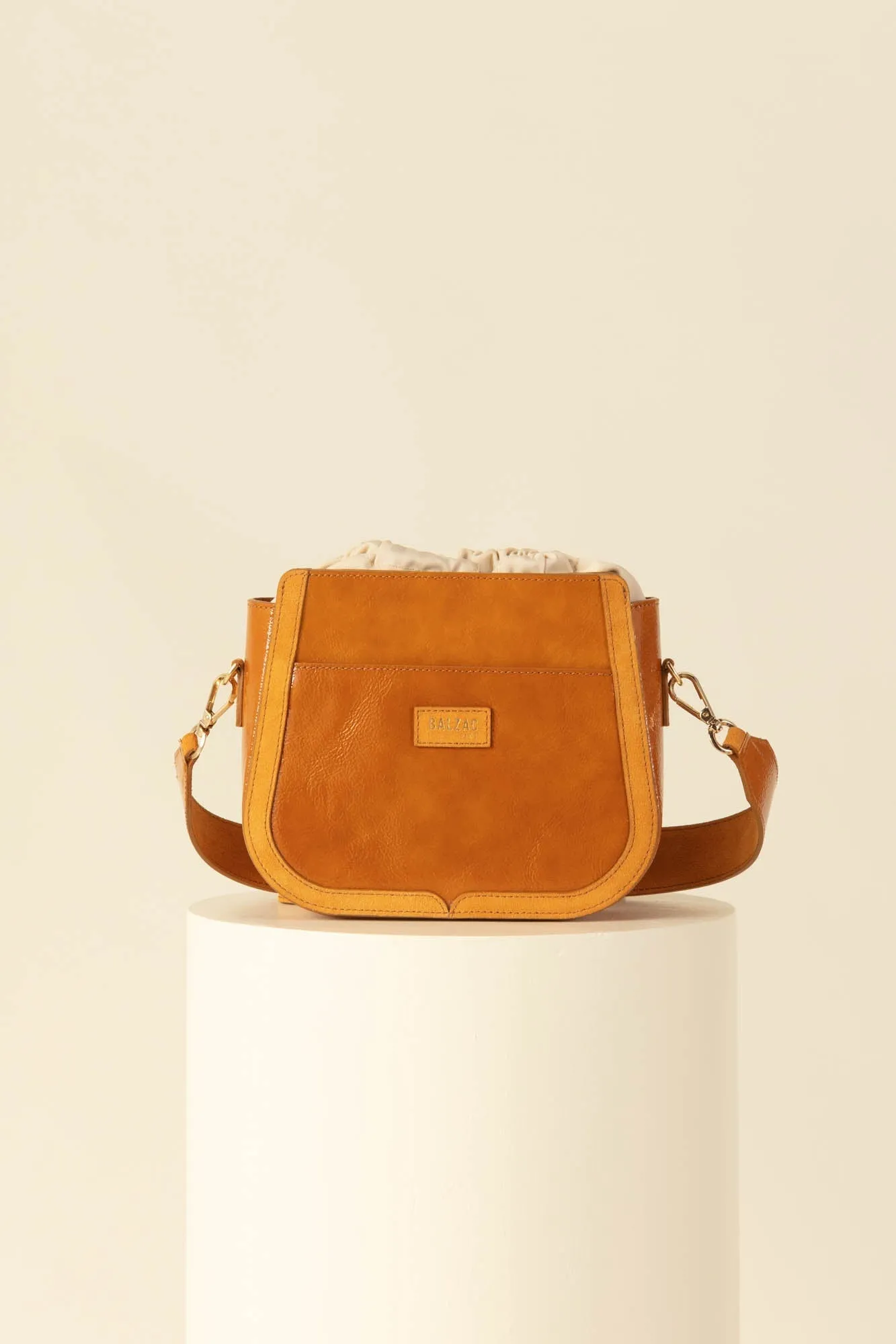 Mustard Crumpled Varnish Voltige Bag sold by Balzac Paris product image thumbnail 2