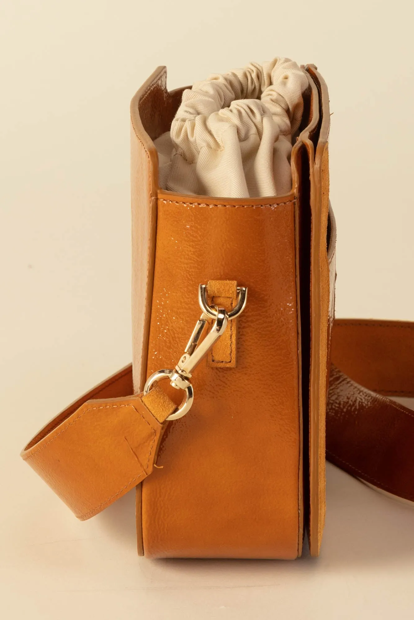 Mustard Crumpled Varnish Voltige Bag sold by Balzac Paris product image thumbnail 3