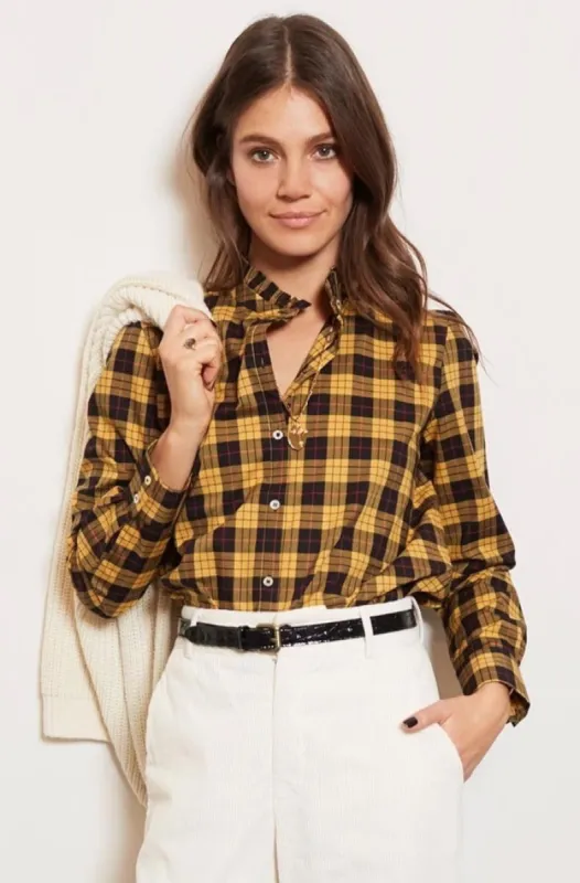 Checked yellow Lola shirt sold by Balzac Paris