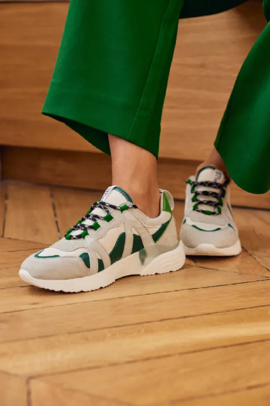 Green, white and gray Astor sneakers sold by Balzac Paris