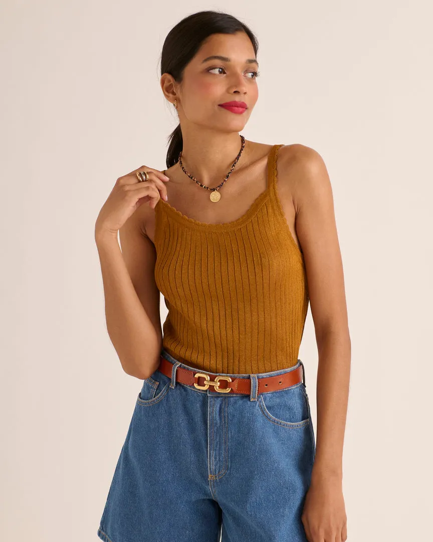 Ocher shell top sold by Balzac Paris