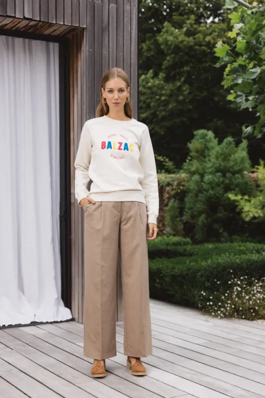 Literary sweatshirt Jean-Paul/Simone ecru made by Balzac Paris