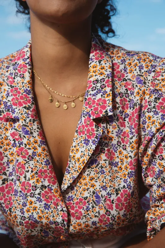 Flamboyant shirt with solar flower print sold by Balzac Paris