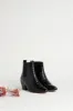 black croc-effect embossed laeticia ankle boots sold by Balzac Paris