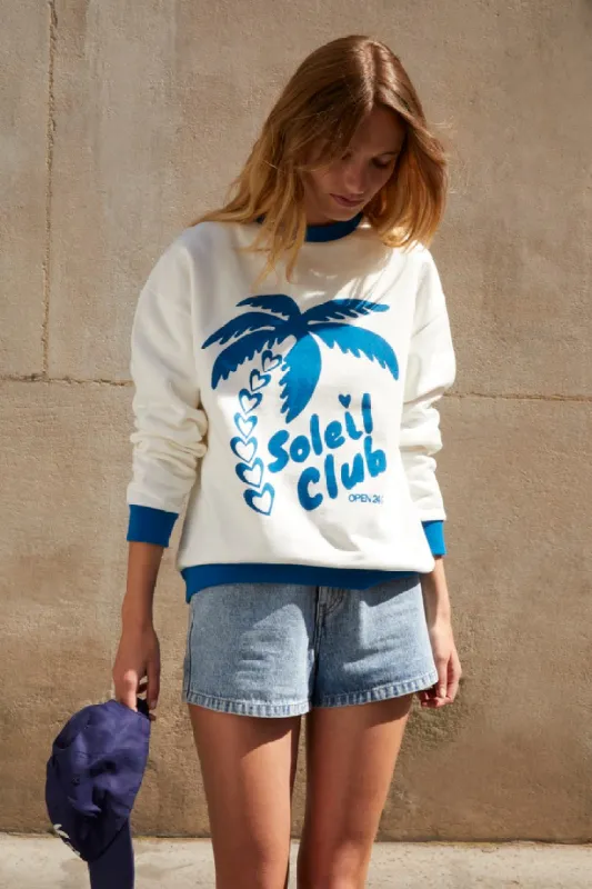 Blue and white Harlow Soleil Club sweatshirt made by Balzac Paris