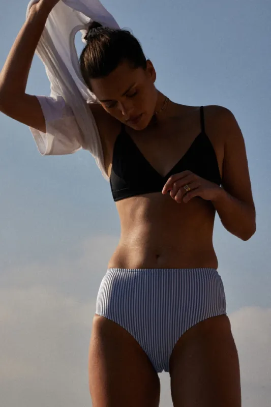 Patchouli bikini bottom with sky blue stripes made by Balzac Paris