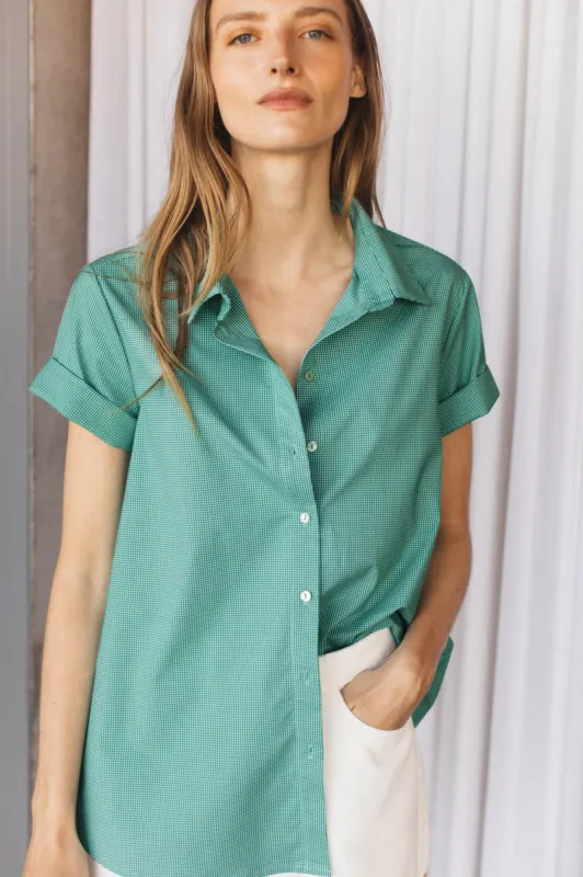 Adriane green gingham shirt sold by Balzac Paris