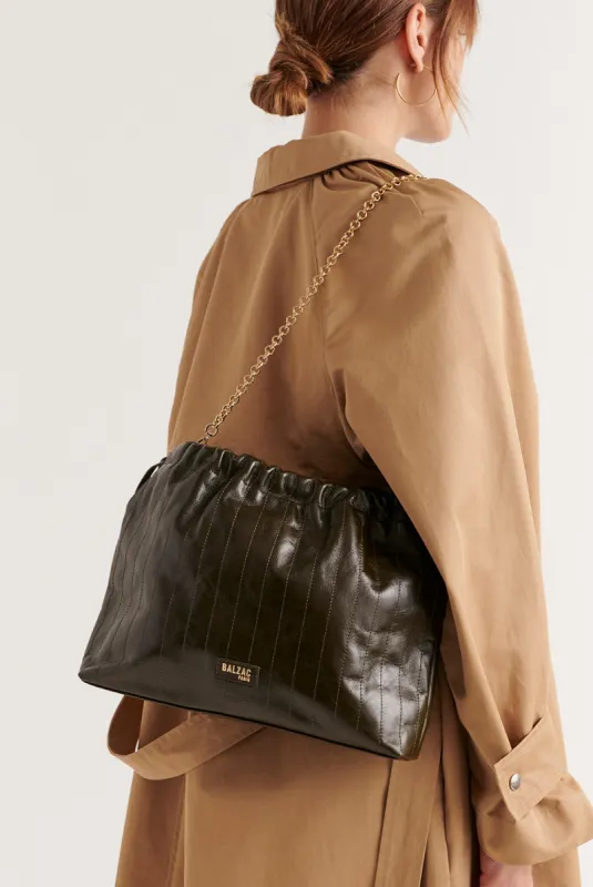Amaïa crumpled khaki bag sold by Balzac Paris