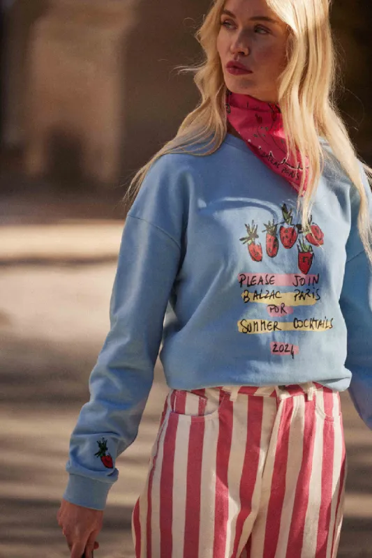 Harlow Cocktail party sky blue sweatshirt made by Balzac Paris