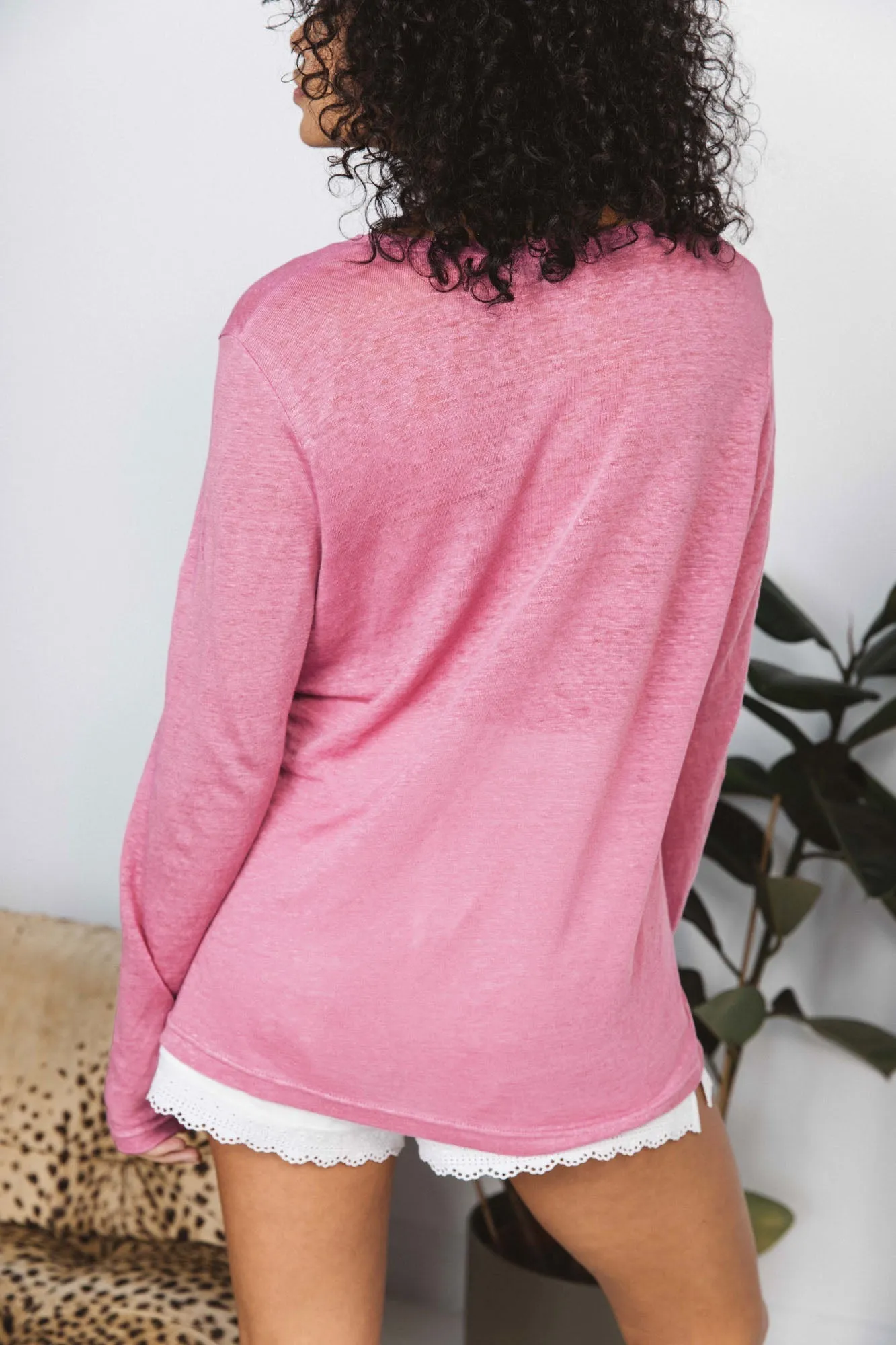 Orage pink linen T-shirt sold by Balzac Paris product image thumbnail 2