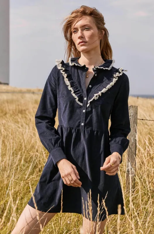 Zora navy velvet dress sold by Balzac Paris