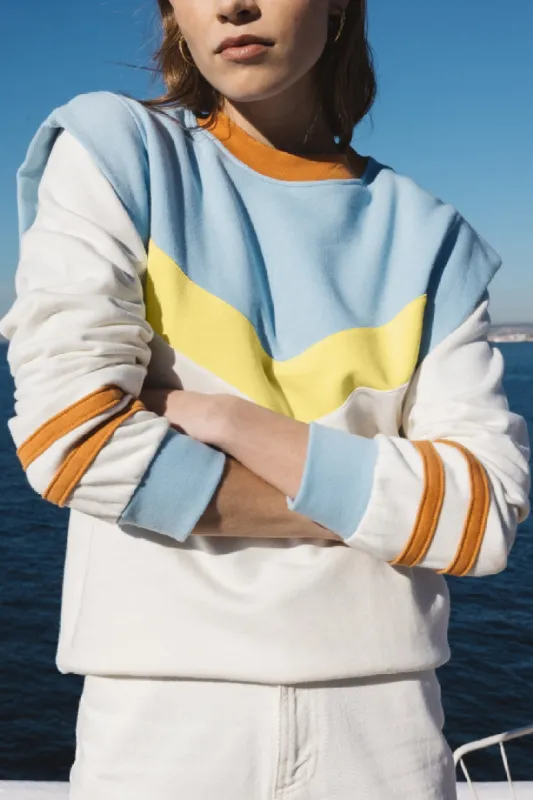 Fabulous blue and yellow sweatshirt sold by Balzac Paris