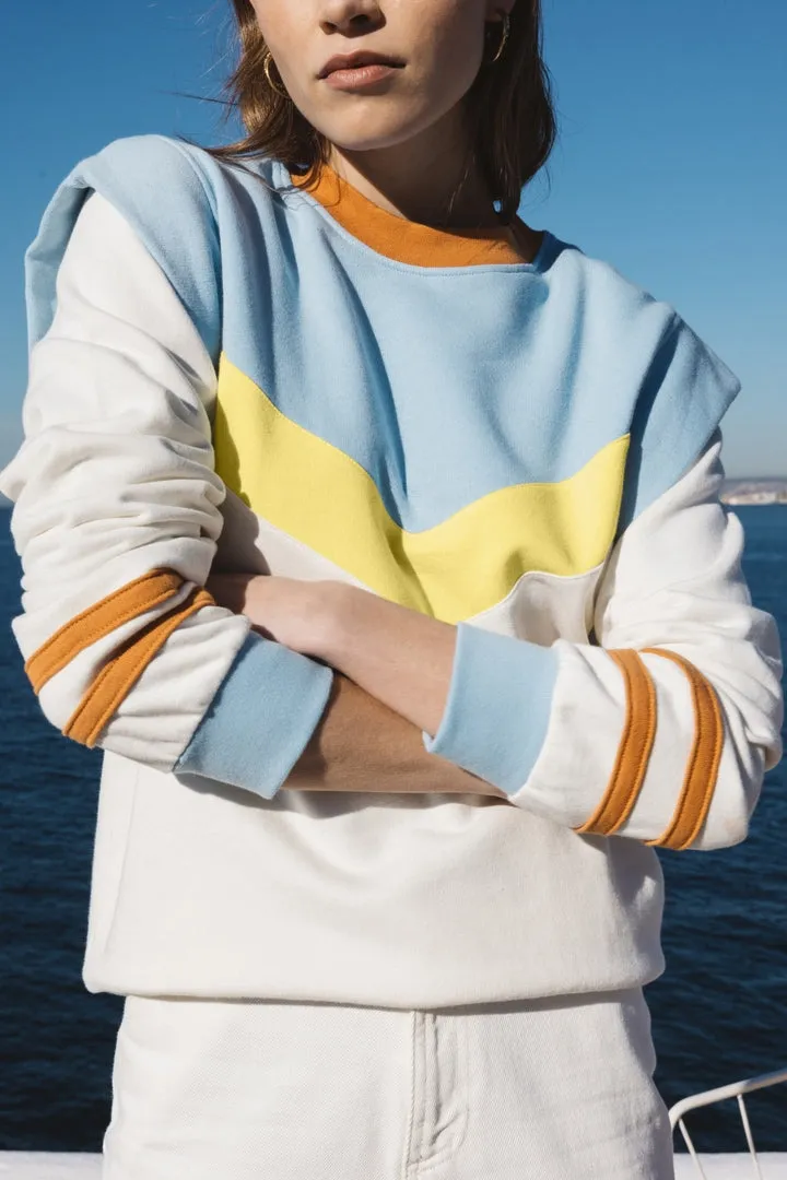 Fabulous blue and yellow sweatshirt sold by Balzac Paris