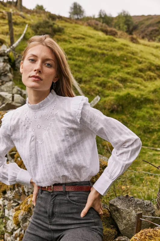 Natural white embroidered Martha blouse sold by Balzac Paris