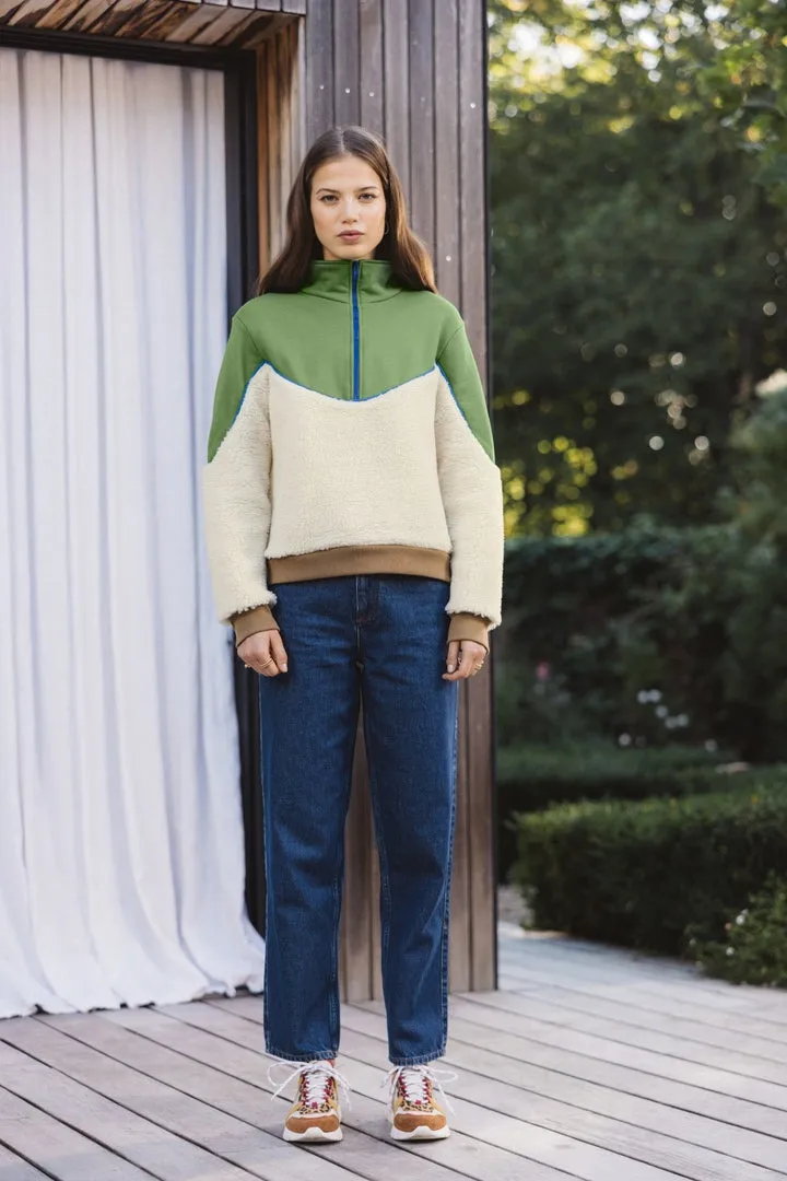 brown and green fleece mirror sweatshirt sold by Balzac Paris product image thumbnail 4