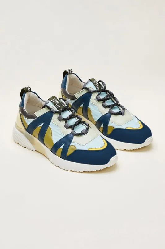 Yellow green and blue Astor sneakers sold by Balzac Paris