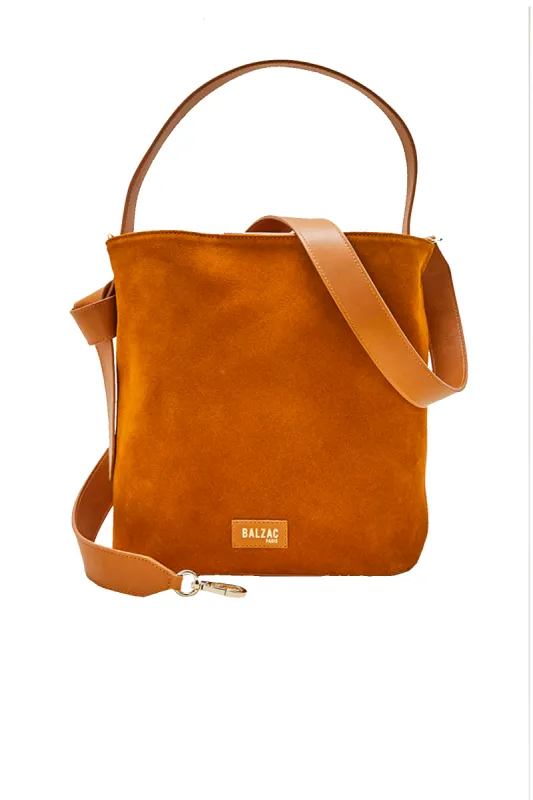 Large Orion bi-material camel bag made by Balzac Paris