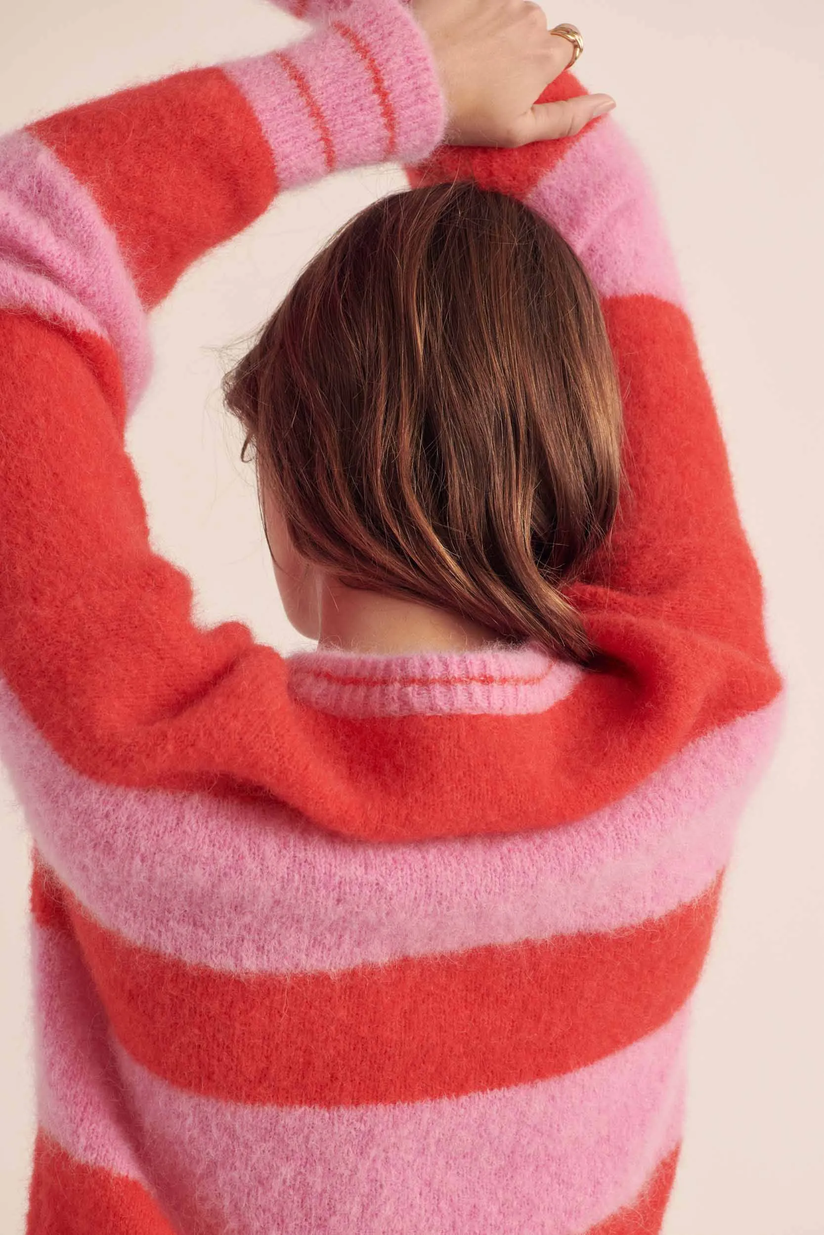 Softness Cardigan with pink and red stripes sold by Balzac Paris product image thumbnail 5