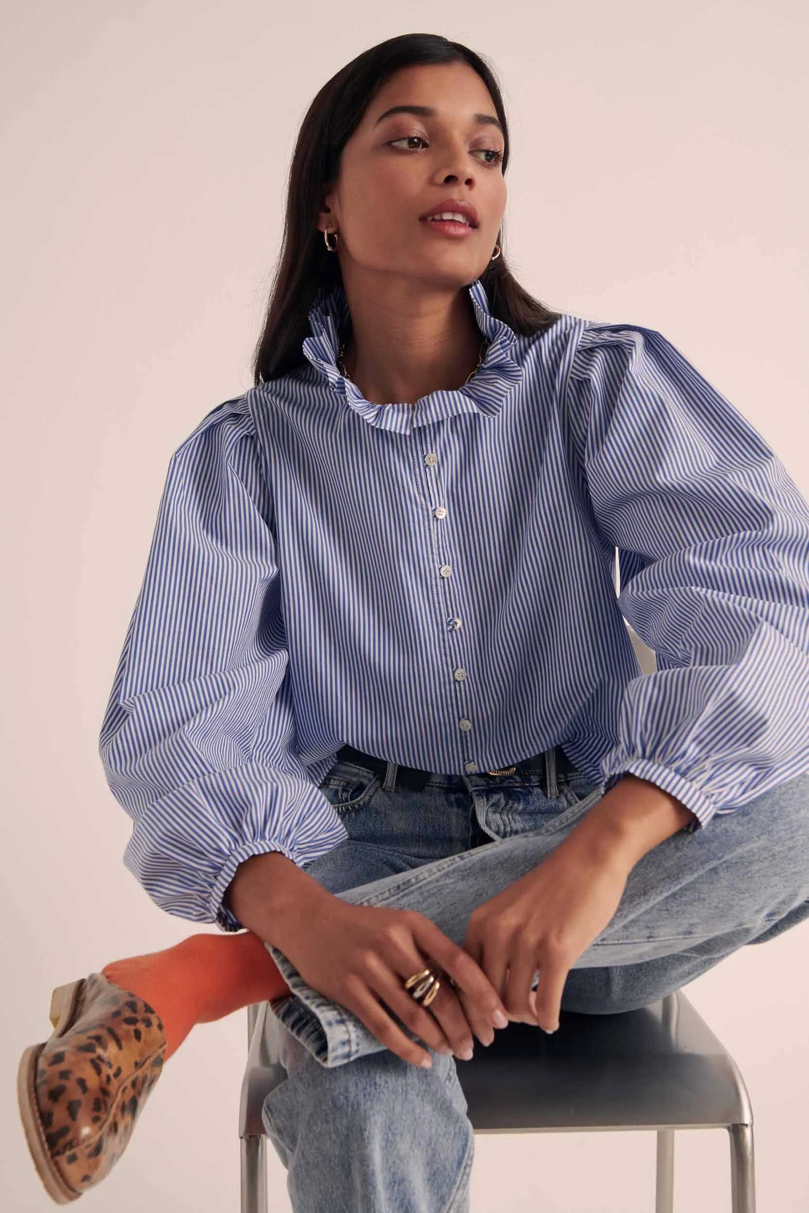 Davis blue and white striped shirt sold by Balzac Paris product image thumbnail 5