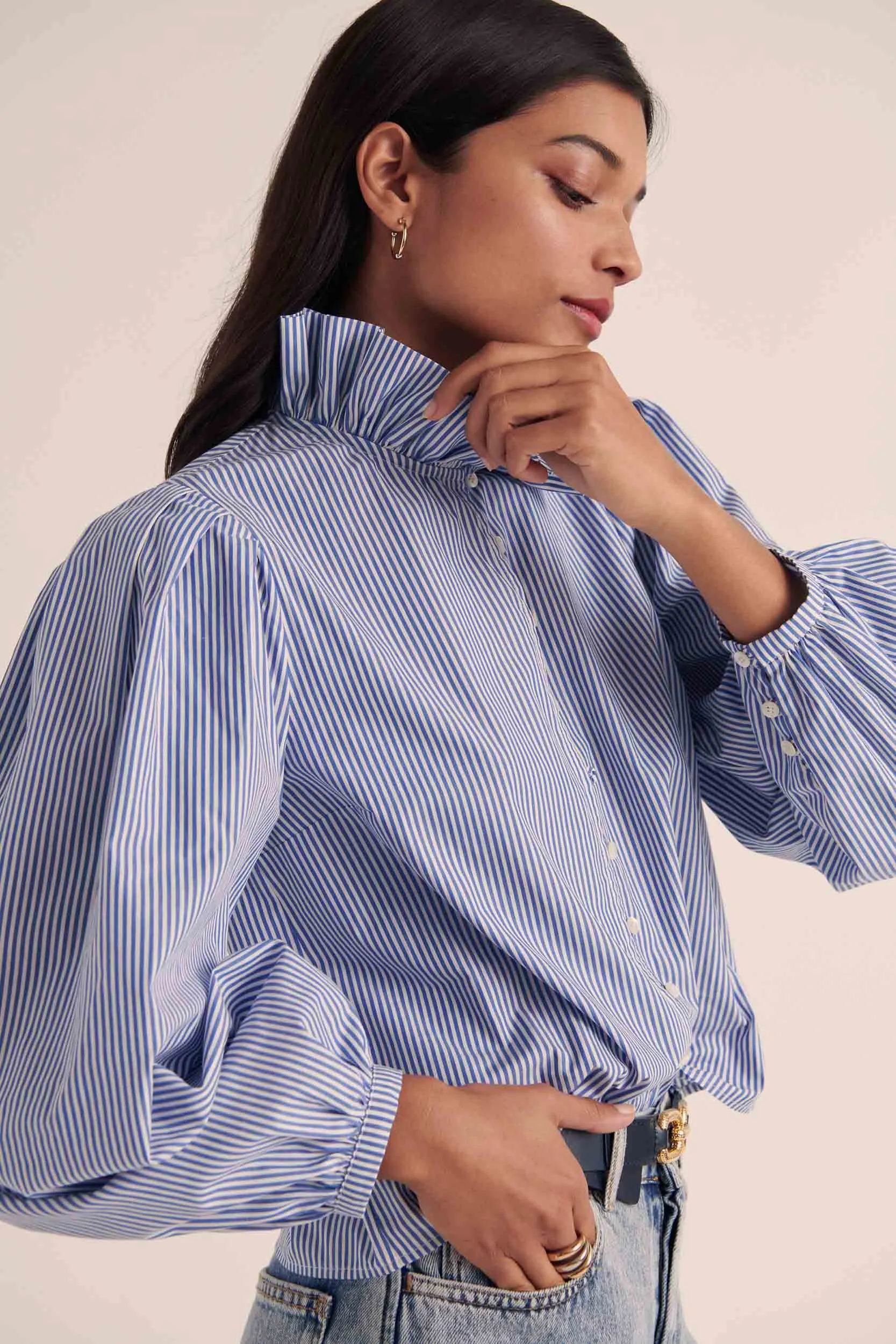 Davis blue and white striped shirt sold by Balzac Paris product image thumbnail 4