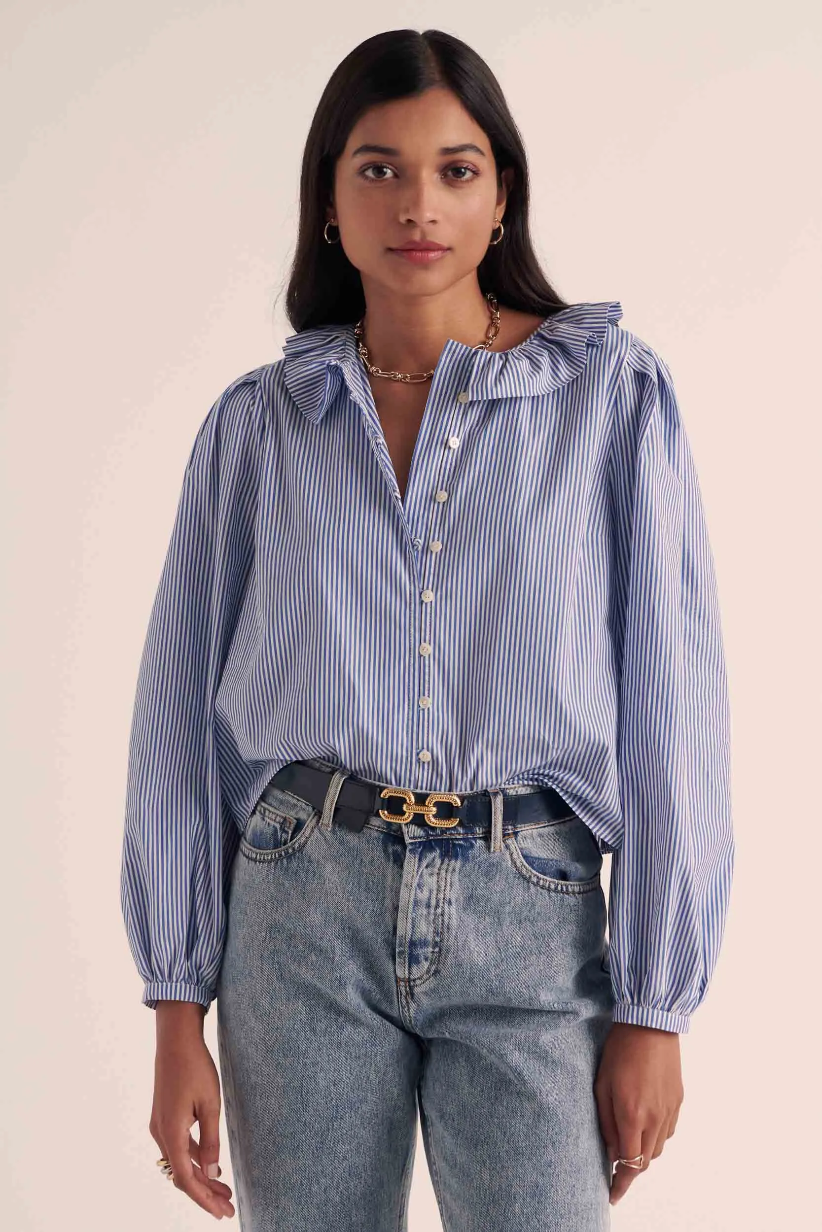 Davis blue and white striped shirt sold by Balzac Paris