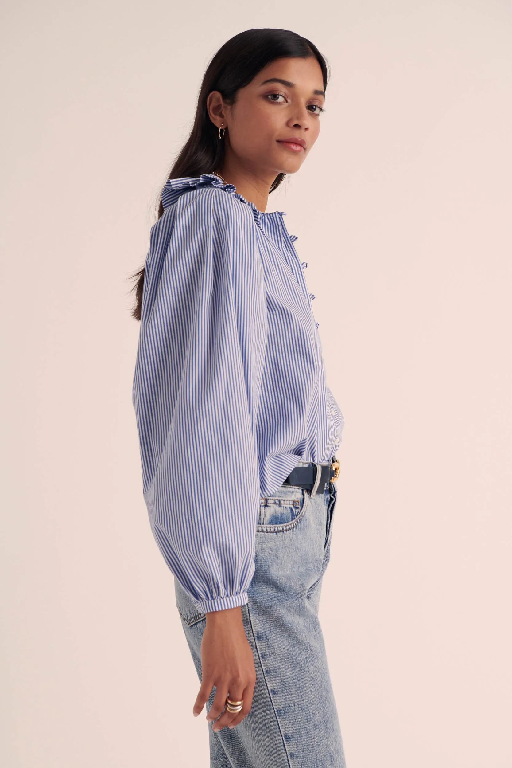 Davis blue and white striped shirt sold by Balzac Paris product image thumbnail 2