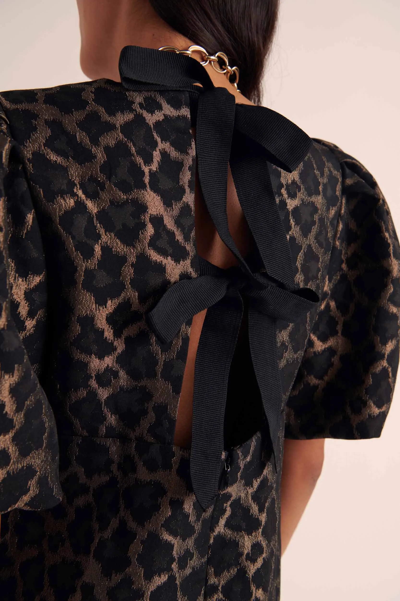 Bridget bronze leopard jacquard dress sold by Balzac Paris product image thumbnail 5