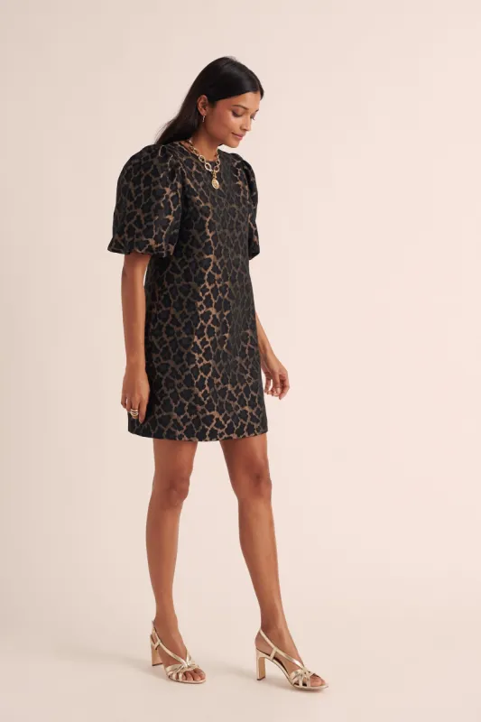 Bridget bronze leopard jacquard dress sold by Balzac Paris