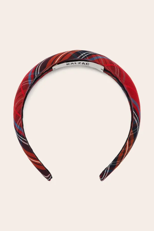 Nelly red tartan headband sold by Balzac Paris