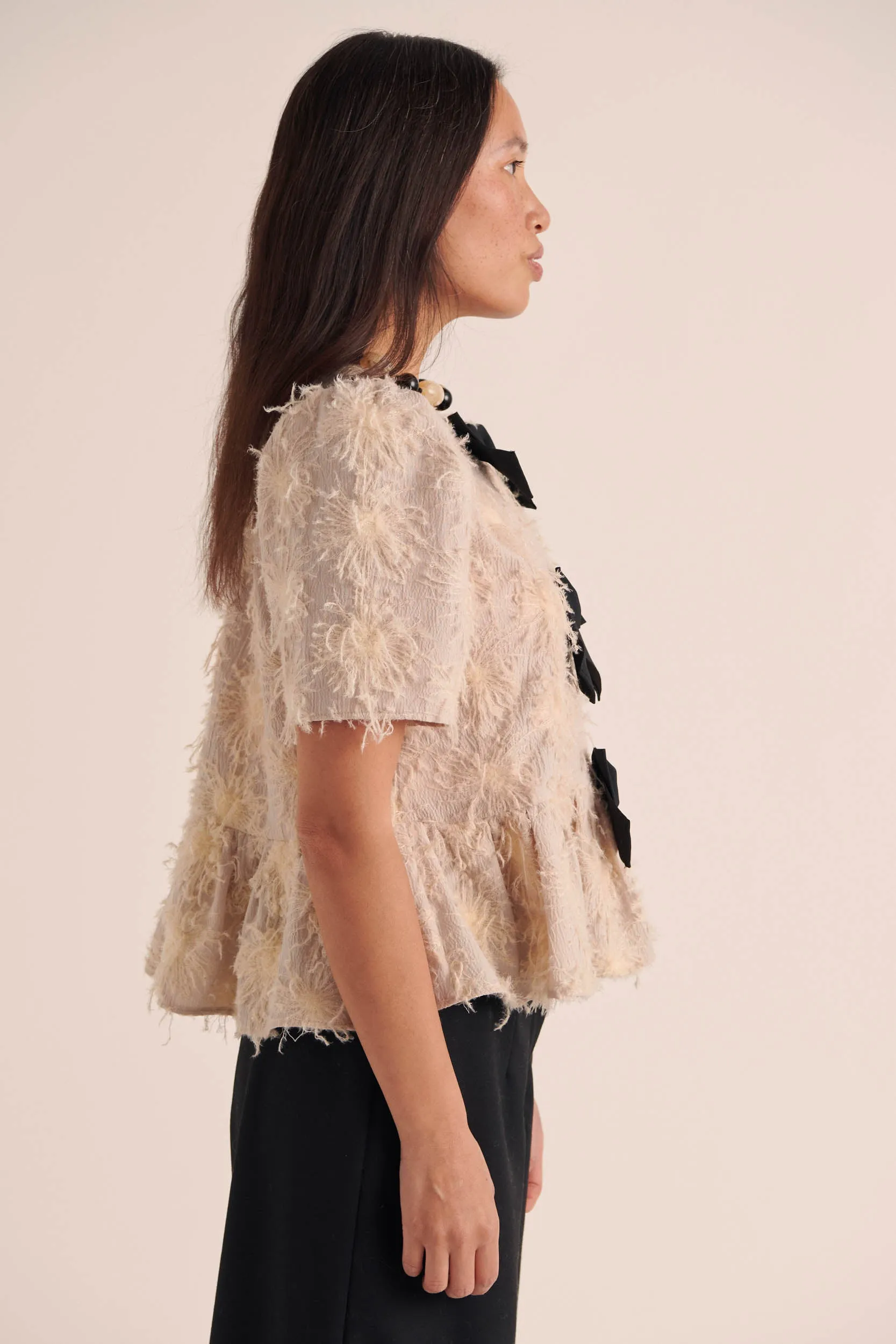 Naomi blouse with ecru flower embroidery sold by Balzac Paris product image thumbnail 3