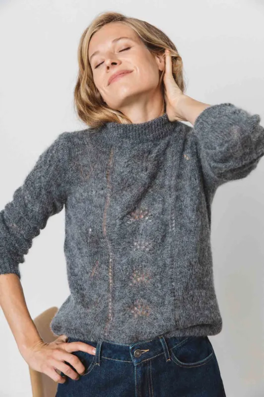 Colombe gray mohair and alpaca jumper made by Balzac Paris
