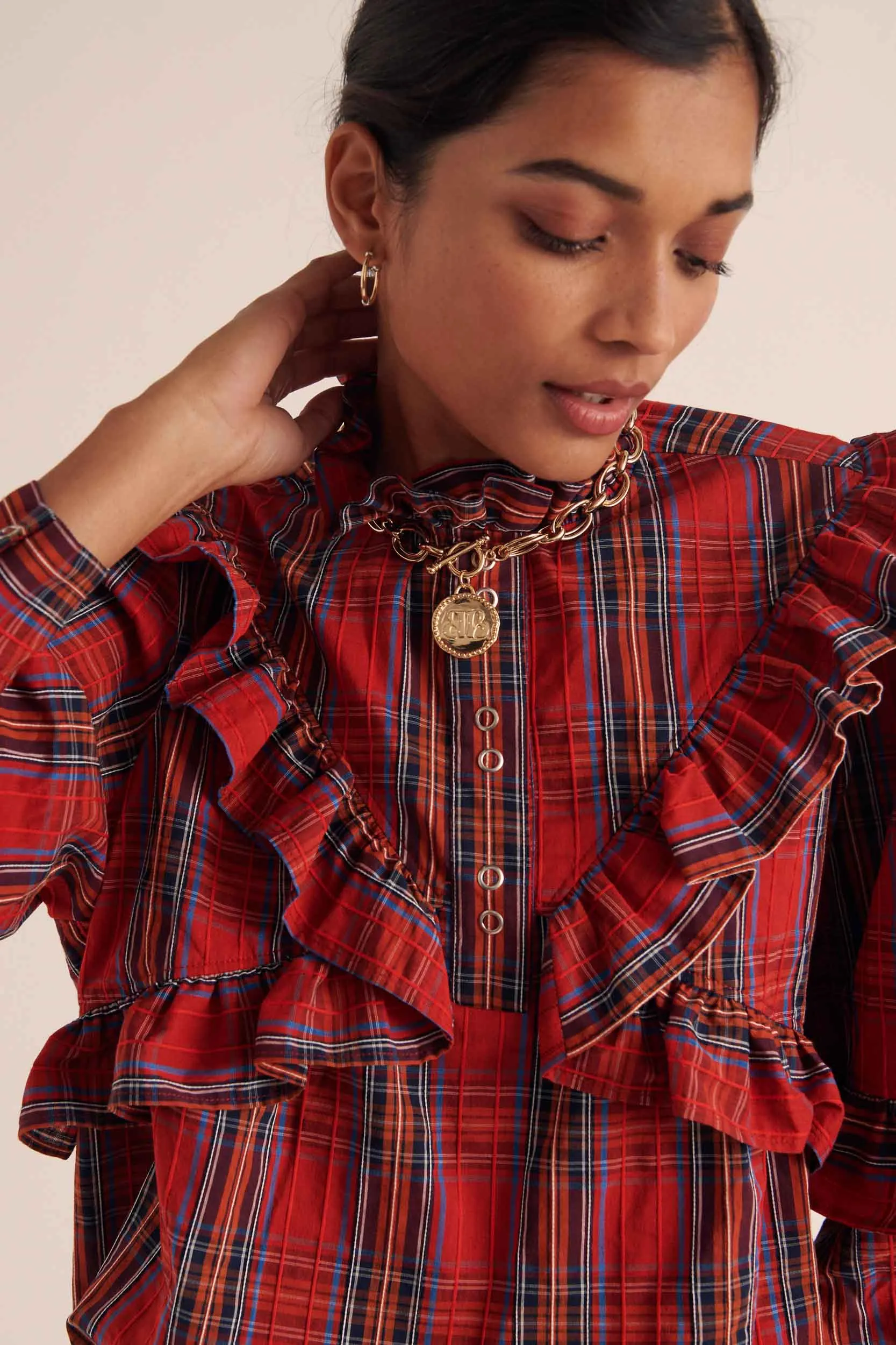 Amelia red tartan blouse sold by Balzac Paris product image thumbnail 3