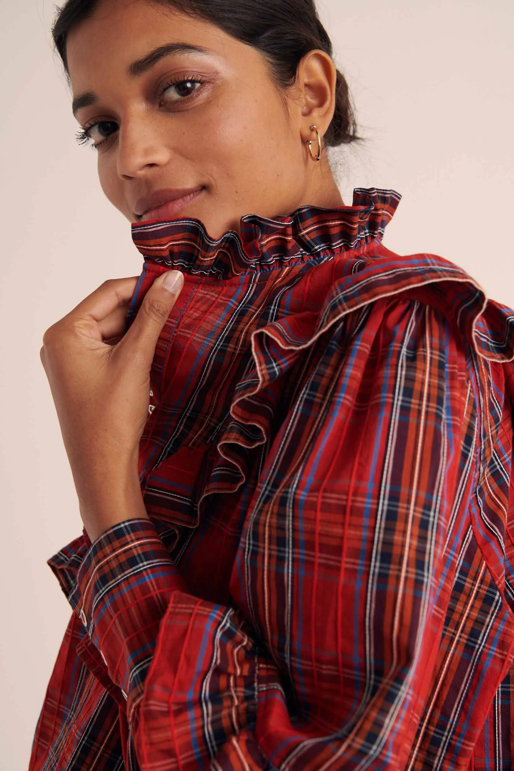 Amelia red tartan blouse sold by Balzac Paris product image thumbnail 5