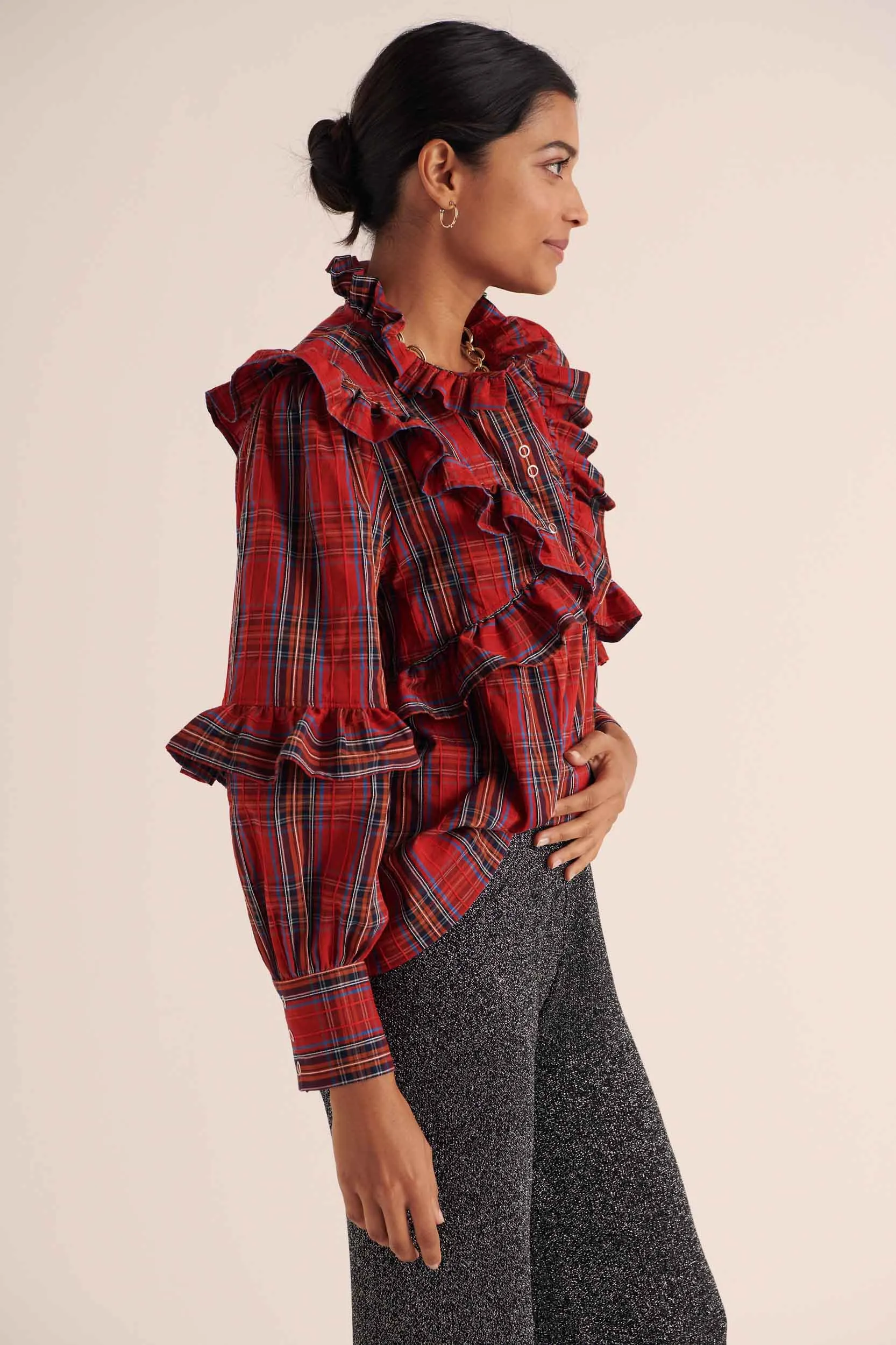 Amelia red tartan blouse sold by Balzac Paris product image thumbnail 2